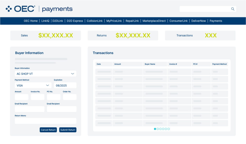 Payments Feature Screen